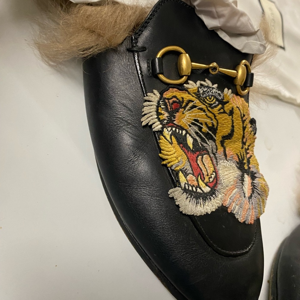 Gucci Princetown Leather Fur Tiger Loafer w/ Receipt Dustbag - Picture 4 of 13